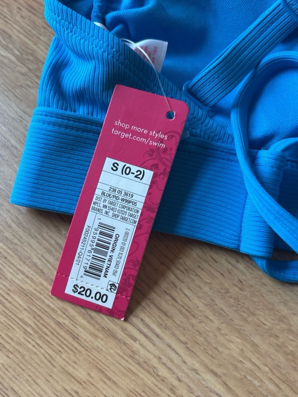 Target Bright Blue Ribbed Triangle Bikini Top - Picture 3 of 5
